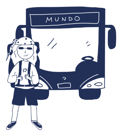 Mochileiro no ônibus MUNDO